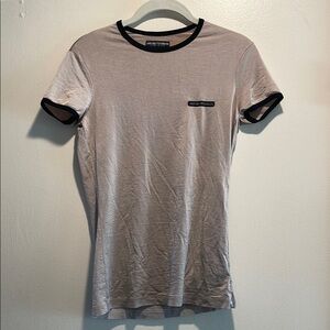 Emporio Armani Underwear Gray Black Trim Short Tight Fit Sleeve Unisex Tee